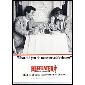 1987 Beefeater Gin Vintage Print Ad Couple Date Sport Coat Flowers Wall Art